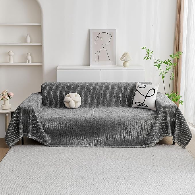 MYSKY HOME Couch Covers for Sofa, Dog Couch Cover Protector, Dark Grey Lines - Image 3