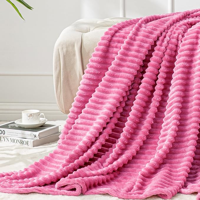 BEDELITE Fleece Throw Blanket for Couch – 3D Ribbed Jacquard Soft and Warm by BEDELITE