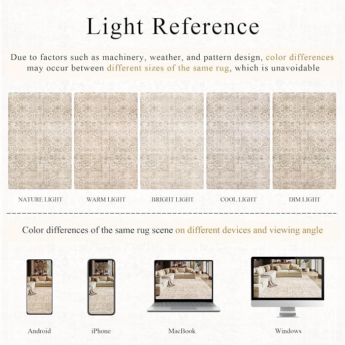 Schweek 2x5 Beige Runner Rug Non-Slip Washable Neutral Rugs - Image 6