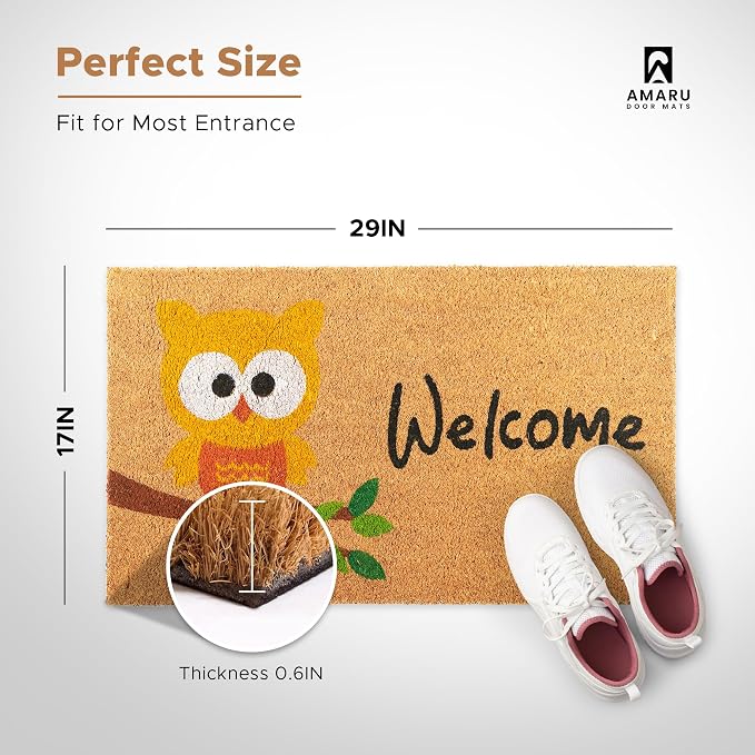 Owl - 17"x29" - Coir Door Mat - Welcome Mats - Image 2
