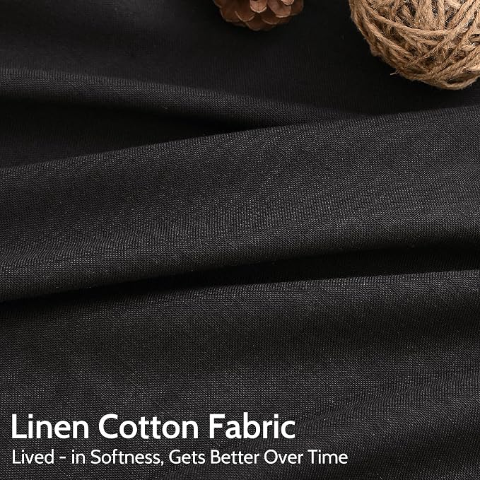 Nanspring Vintage Black Linen Curtains 84 Inch Length 2 Panels Set - Image 4
