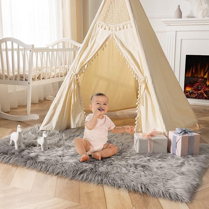 Ashler faux fur rug, Fluffy Shaggy Area Rug Ultra Soft 3 x 5 Feet Rectangle Fur by AshlerHomeDeco