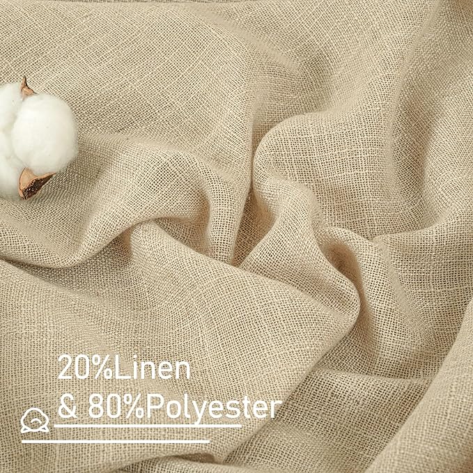 LAMIT Semi Sheer Linen Curtains 54 Inch Length 2 Panels, Light Filtering Panels - Image 2