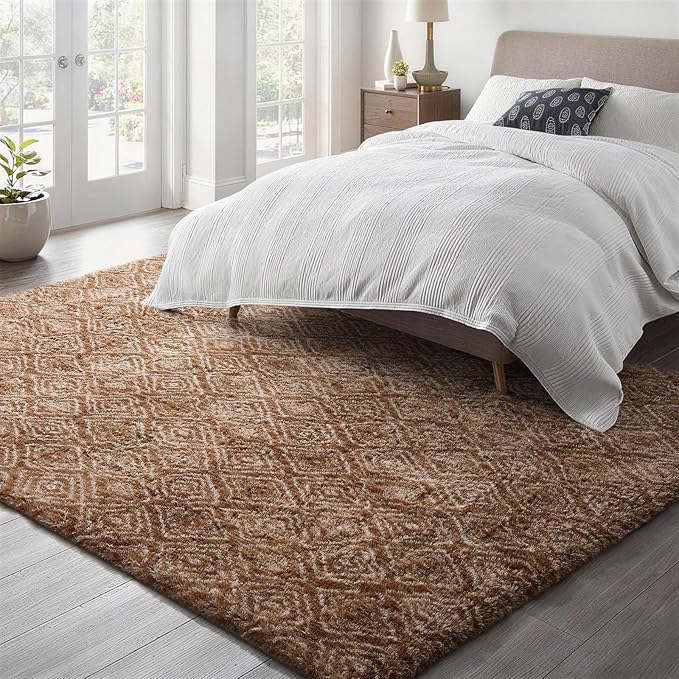 Ophanie Brown and White Diamond Striped Rugs - Image 3