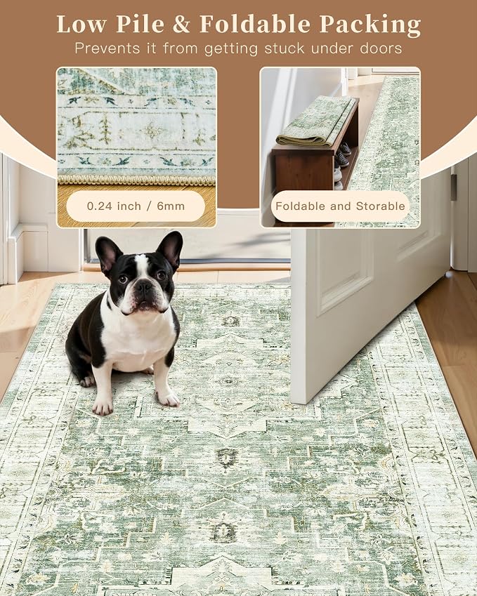 Madane Runner Rug 2x8, Washable Hallway Runner Rugs, Non-Slip Low-Pile Soft - Image 6