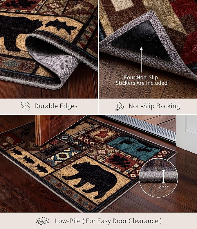 YIHOUSE Washable Entryway Rug, 2x3 Rustic Cabin Area Rug, Non-Slip Indoor Door - Image 4