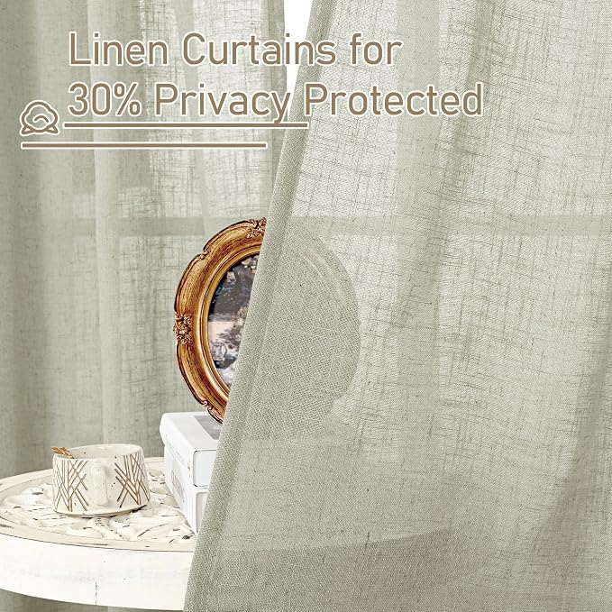 LAMIT Light Filtering Linen Curtains 72 inches Long - Image 5