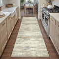 PureCozy 2x8 Runner Rug Washable Beige Brown Abstract Modern Neutral Hallway by PureCozy