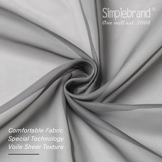 Simplebrand Grey Sheer Curtains 63 Inch Length 2 Panels, Rod Pocket Solid Color - Image 7