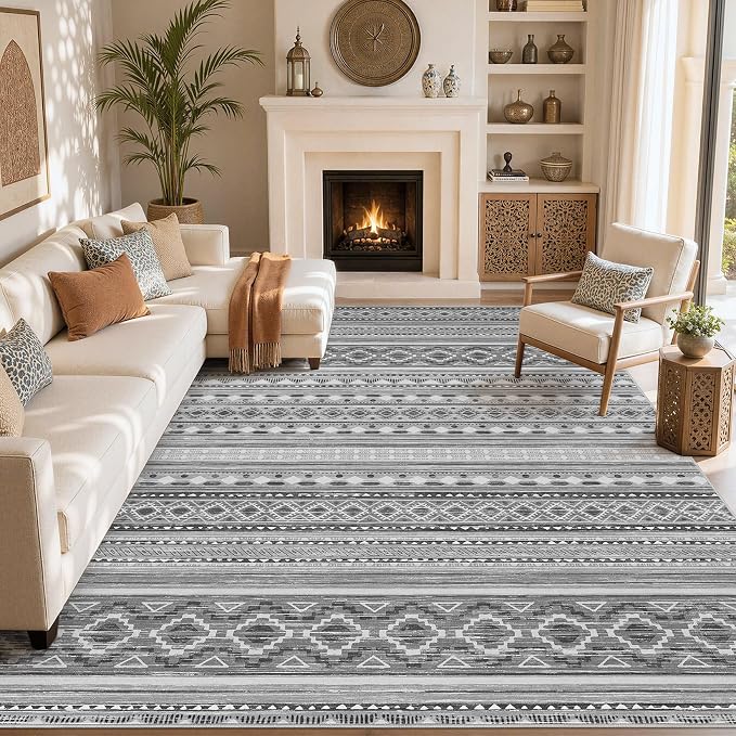 cotiled Boho 5x7 Area Rugs for Living Room: Soft Moroccan Washable Rug | Solve - Image 8