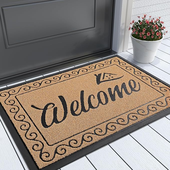 Yimobra Welcome Front Door Mat, Heavy Duty Easy Clean Doormat Indoor Outdoor by Yimobra
