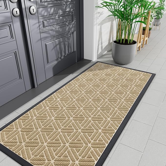 Smiry Front Door Mat Outside Entrance, Heavy Duty Sturdy Natural Rubber Doormat by Smiry