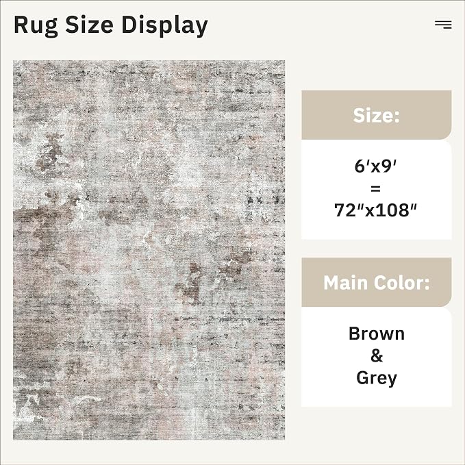 6x9 Abstract Area Rugs for Living Room 6 x 9 Washable Grey Pink Non Slip Low - Image 5