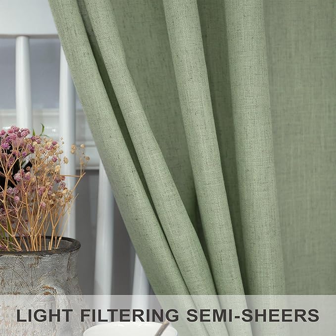 Pitalk Sage Green Curtains 5 FT Wide by 84 Inches Long - Image 4