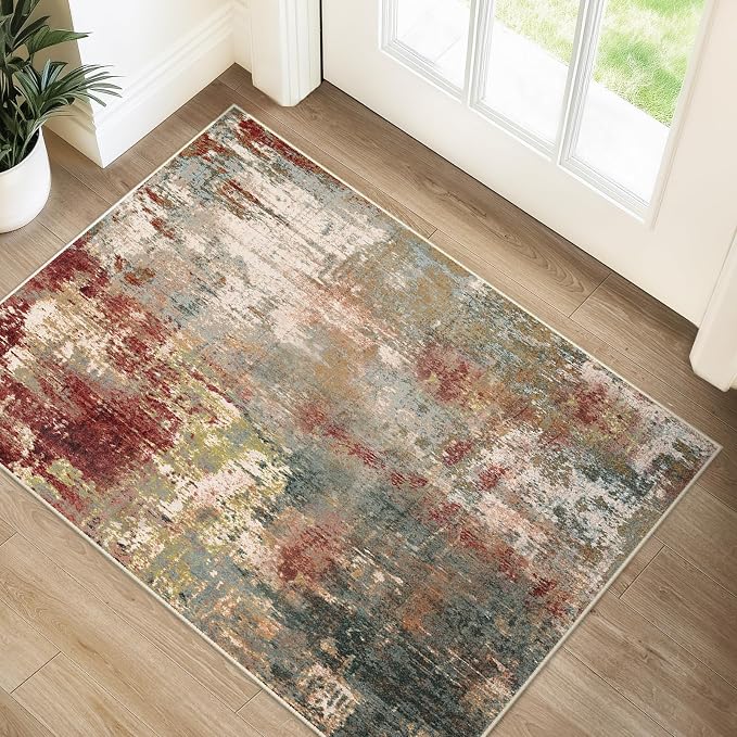 Washable Area Rugs 2'x3' Non-Slip Modern Abstract Soft by RELEANY