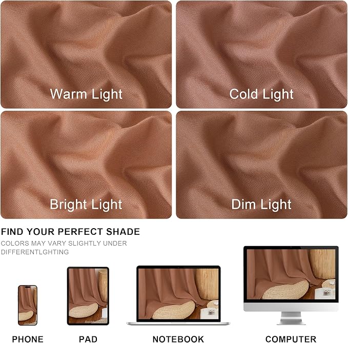 NICETOWN Linen Caramel Curtains 96 inches Long - Image 8