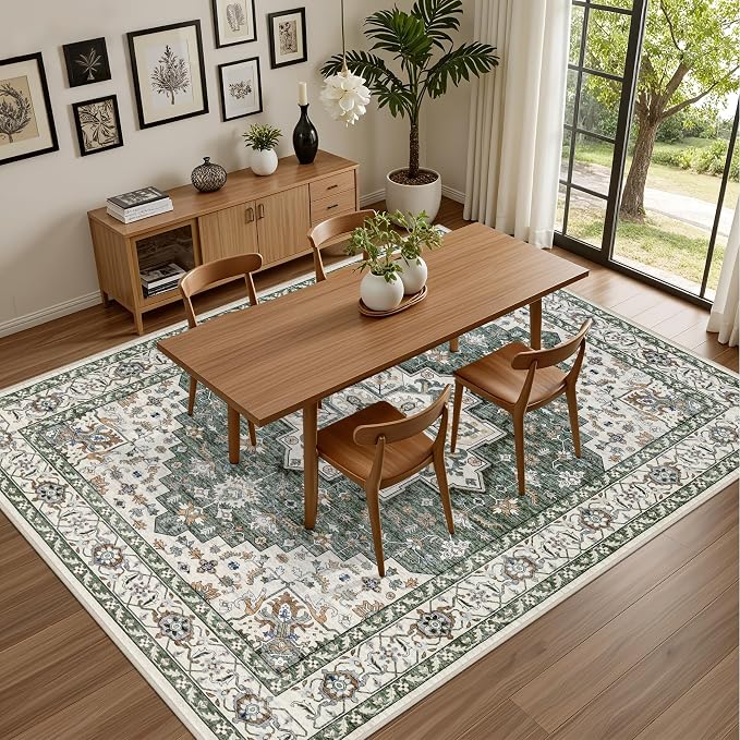 Area Rugs 9x12 Living Room Rug: Washable Rug Soft Vintage Boho Medallion Carpet - Image 5