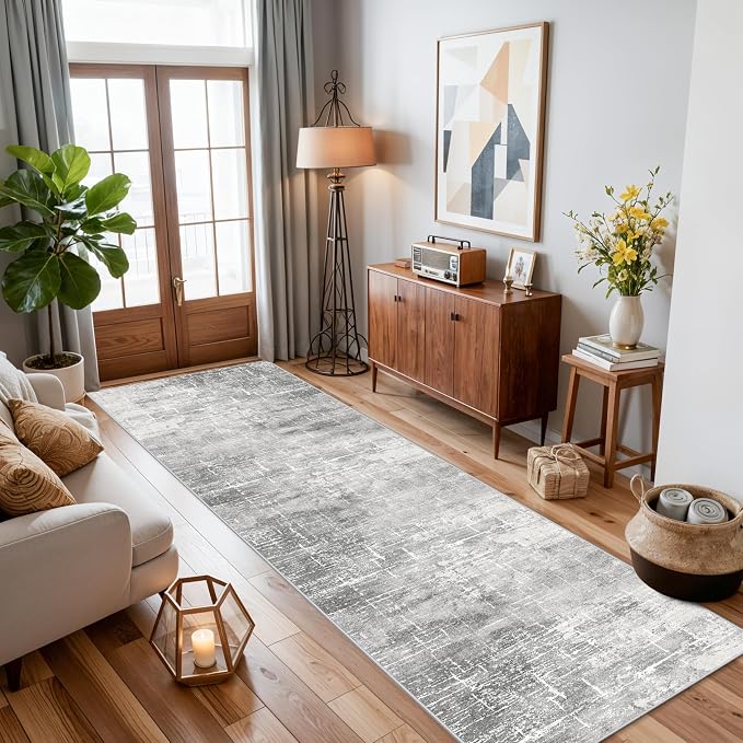 Washable 2x10 Kitchen Runner Rug: Abstract Farmhouse Bathroom Entryway Rug Soft - Image 4