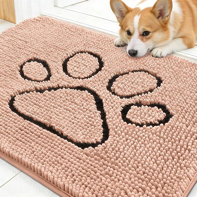 OLANLY Dog Door Mat for Muddy Paws 30x20, Paw Print Design, Absorbs Moisture by OLANLY