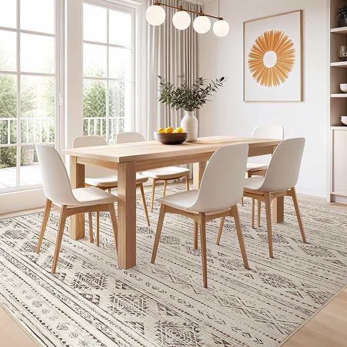 Nakagishi 8x10 Area Rugs Living Room: Washable Boho Large Neutral Soft - Image 7