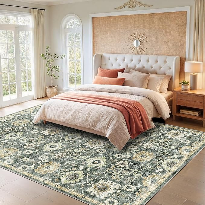 AMADA HOMEFURNISHING 9x12 Washable Area Rug, Low-Profile Large Area Rug - Image 2