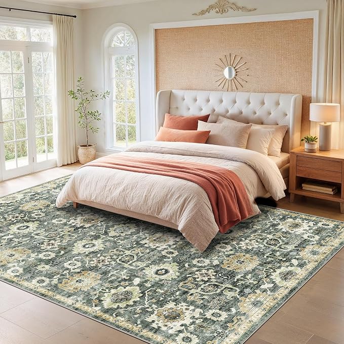 AMADA HOMEFURNISHING 10x14 Washable Area Rug, Low-Profile Large Area Rug - Image 2