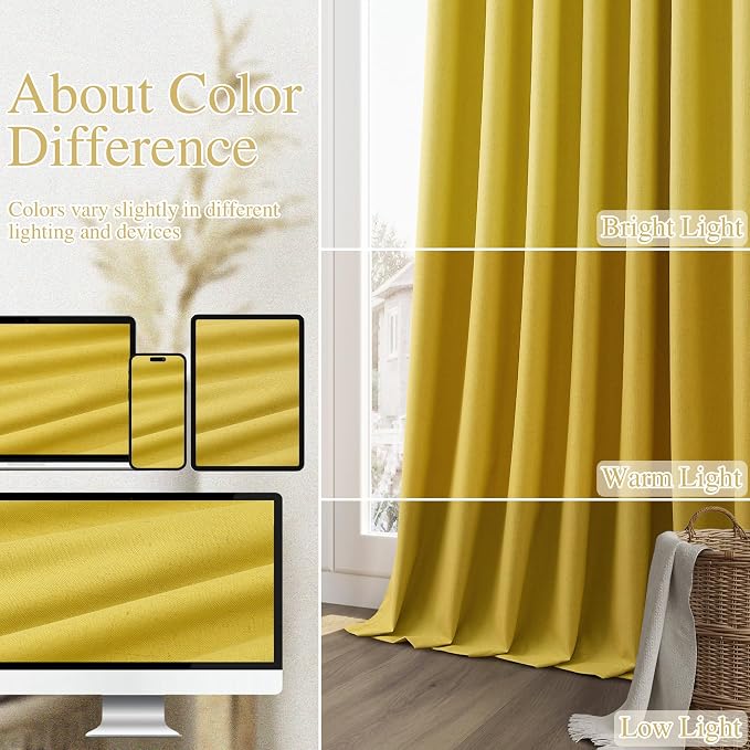 Guken 100% Blackout Curtains 96 Inch Length 2 Panels Set - Image 7