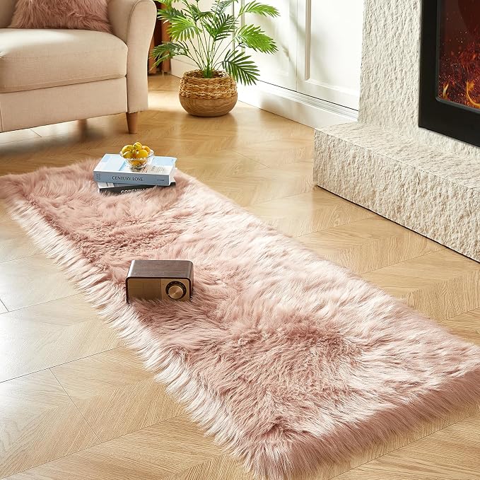 AMTOVO Faux Fur Rug, 2 x 6 ft Runner Area Rugs - Image 2