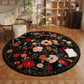 Rugcomf Round Rug 6ft Washable Circle Rug Non Slip Low Pile Boho Floral Small by Rugcomf