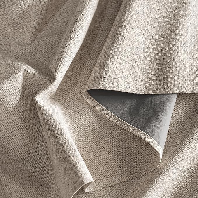 RYB HOME Natural Beige 100% Blackout Linen Curtains - Image 7