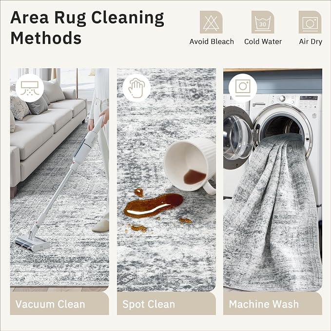 Soalmost 3x5 Rug, Small Area for Kitchen, Machine Washable Non-Slip Throw Rug - Image 5