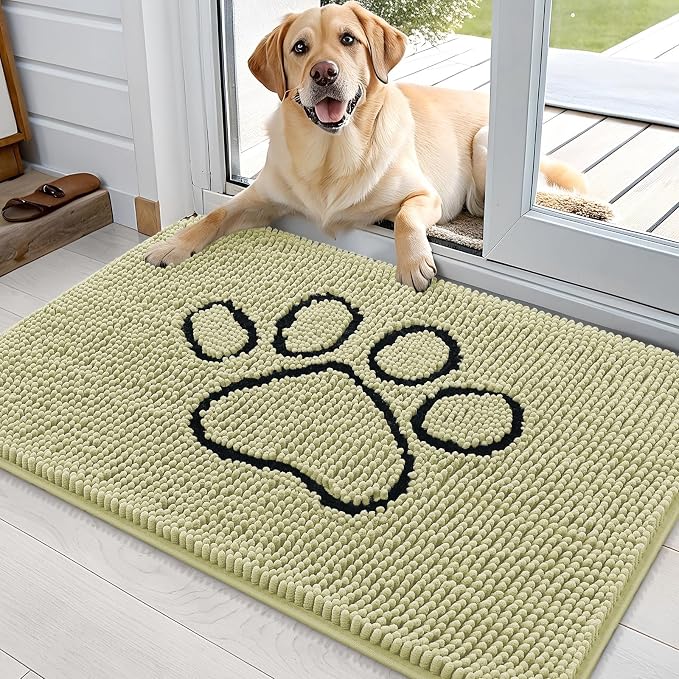 OLANLY Dog Door Mat for Muddy Paws 36x24, Paw Print Design, Absorbs Moisture by OLANLY