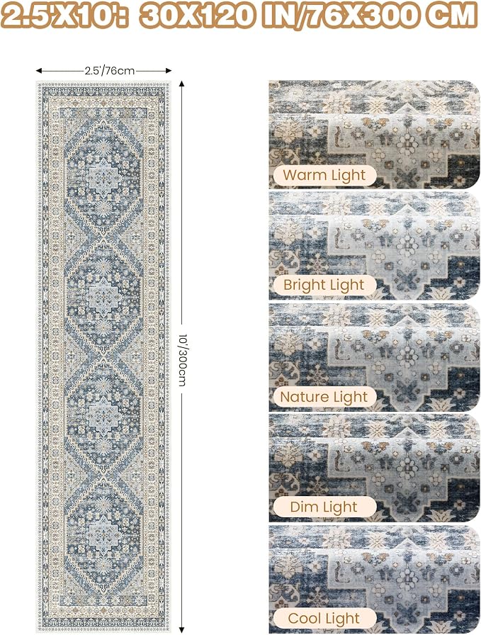 Kitchen Runner Rug Non Slip Washable 2.5x10, Soft Ultra-Thin Entryway Rug - Image 2