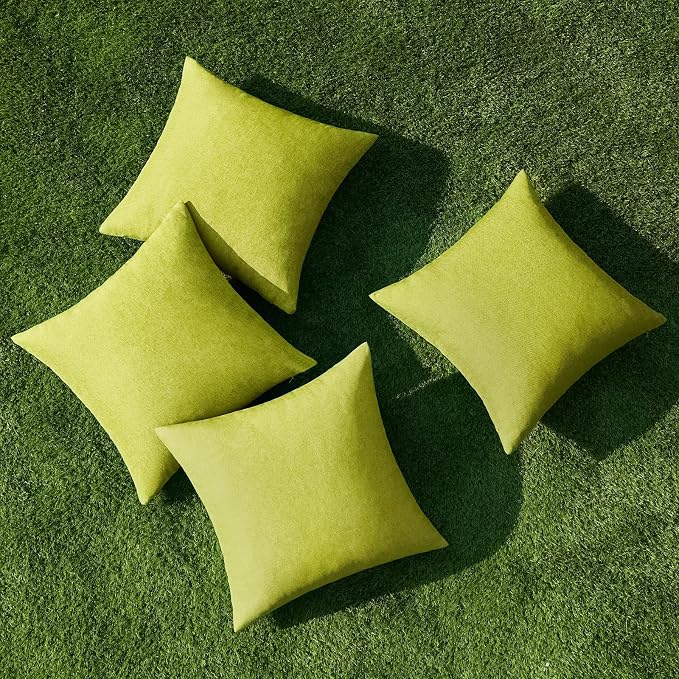 MIULEE Pack of 4 Decorative Outdoor Throw Pillow Covers Linen Waterproof Pillow - Image 4