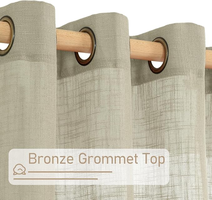 Oatmeal Sheer Linen Curtains 84 Inch Long - Image 4