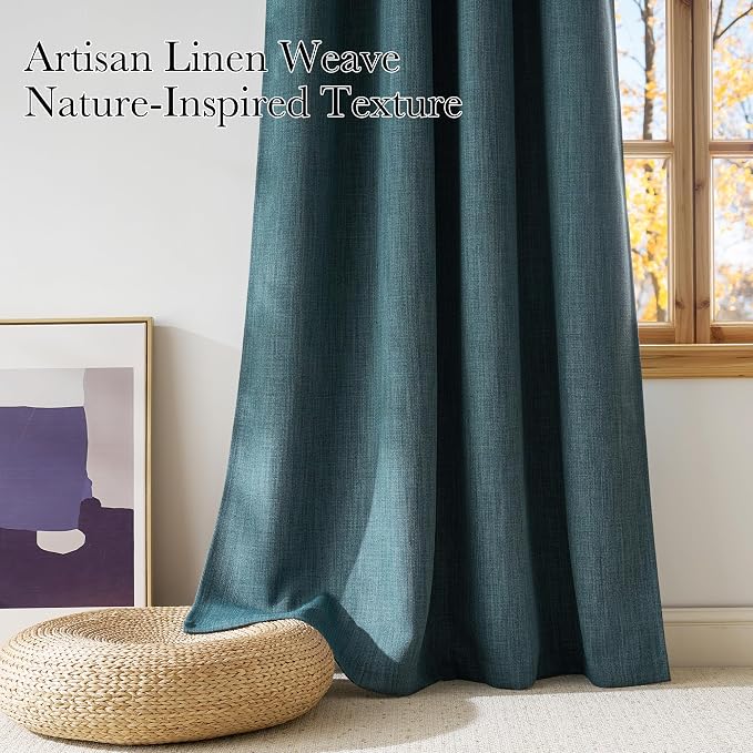 NICETOWN Short Greyish Blue Blackout Curtains 63 inches Long - Image 3