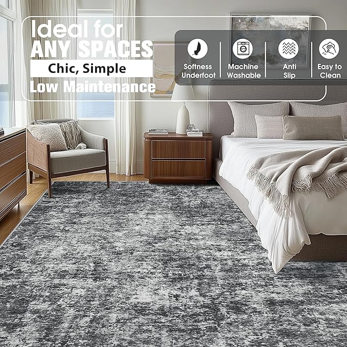 9x12 Area Rugs for Living Room Rug Washable: Abstract Large Rug for Dining Room - Image 8