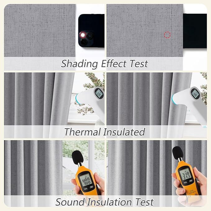 Guken Grey 100% Blackout Curtains 84 Inch Length 2 Panels Set - Image 5