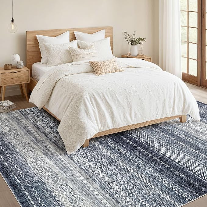 Nakagishi 8x10 Area Rugs Living Room: Washable Boho Large Neutral Soft Modern - Image 5
