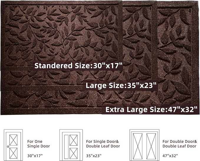 Coffee Brown Leaves Outdoor Indoor Entrance Door mat, Absorbent Durable Heavy - Image 3