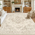 Area Rugs 9x12 Living Room: Vintage Boho Neutral Washable Rug Indoor Soft Large by Luxturiy