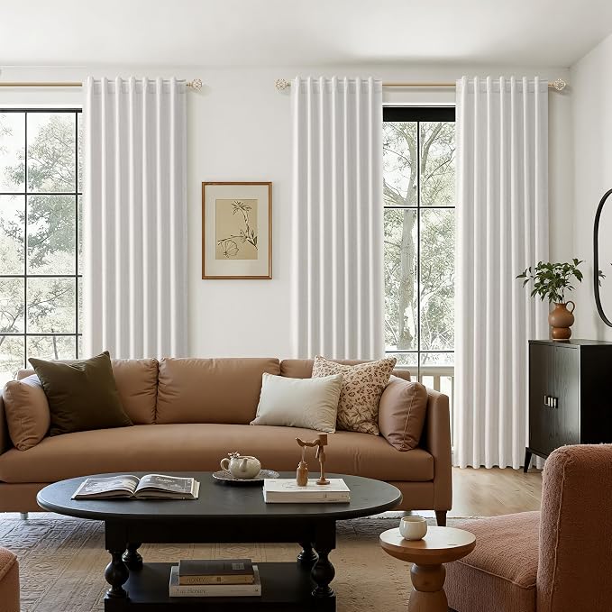 Guken 108 Inch Long Natural 100% Blackout Curtains - Image 8