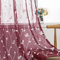 AmHoo 2 Panels Embroidered Leaf Pattern Semi Sheer Curtains Foliage Floral by AmHootextile