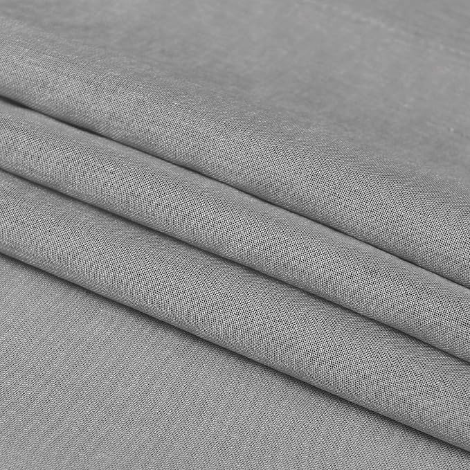 DWCN Grey Sheer Curtains Semi Transparent Voile Rod Pocket Curtains - Image 6