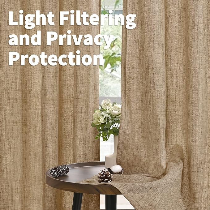 YoungsTex Burlap Linen Curtains 72 Inch Length - Image 3