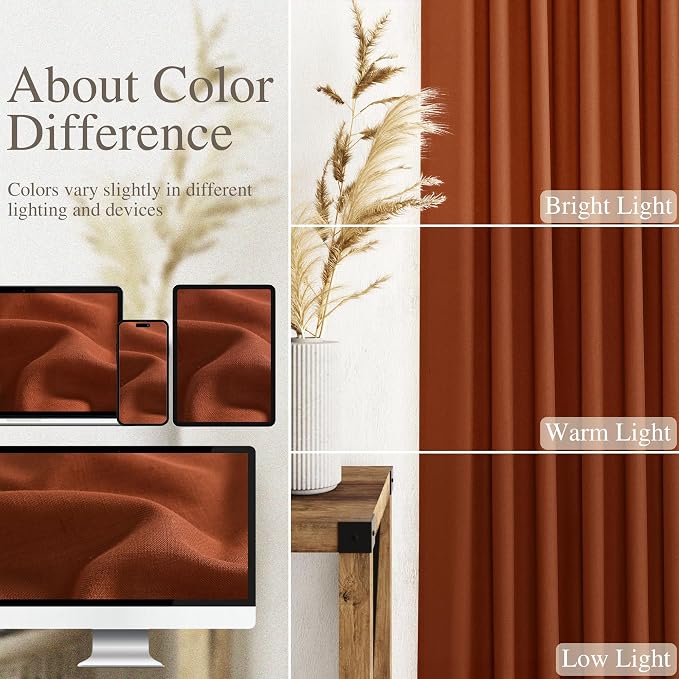Nanspring Terracotta Curtains 80 Inches Length - Image 4