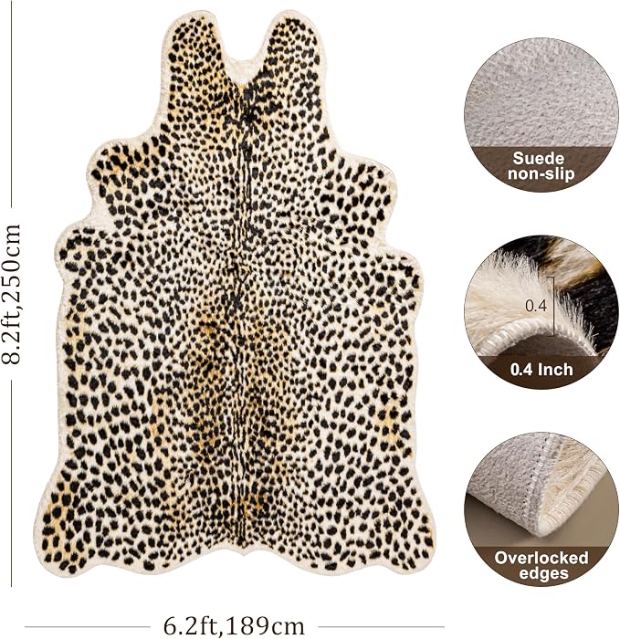 Oversized Cheetah Print Rug, Large Leopard Rug 6.2x8.2 Feet Faux Animal Print - Image 2