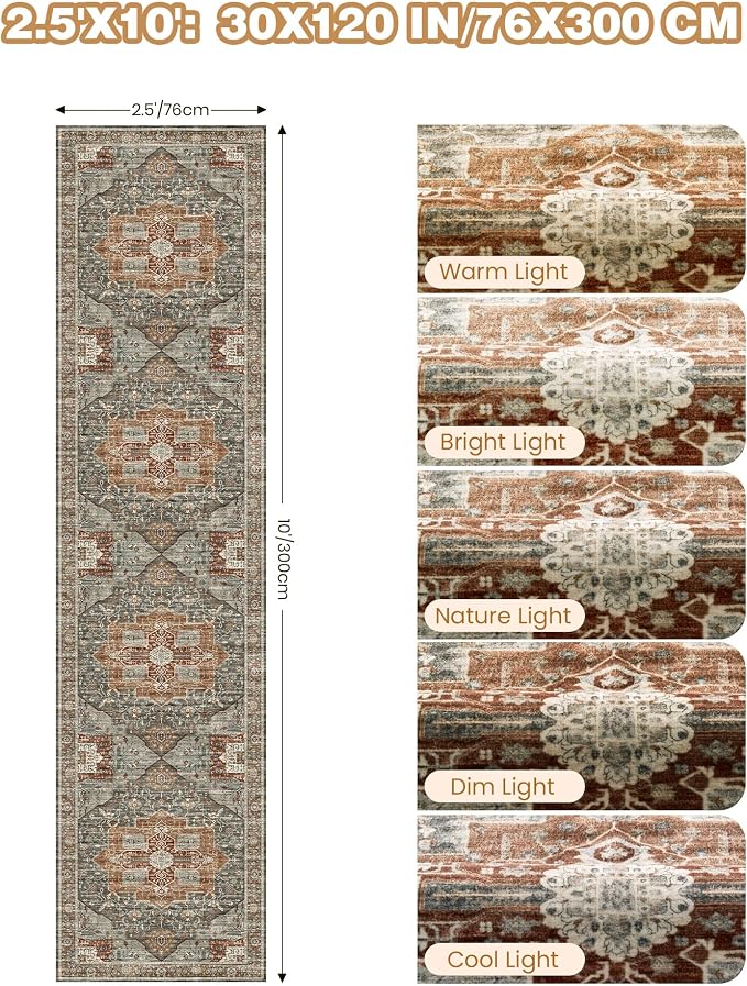 Kitchen Runner Rug Non Slip Washable 2.5x10, Soft Ultra-Thin Entryway Rug - Image 2