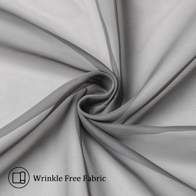 Aiyufeng 2 Piece Grey Short Sheer Curtains 45 Inch Length, Light Filtering - Image 7