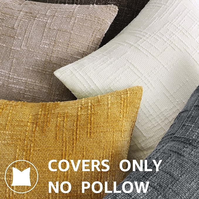 decorUhome Dark Grey Chenille Throw Pillow Covers 16x16 Set of 2 Textured Soft - Image 7